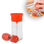 Dispenser De Oleo Azeite Com Escova De Silicone Vidro 180ml Cor Salmão
