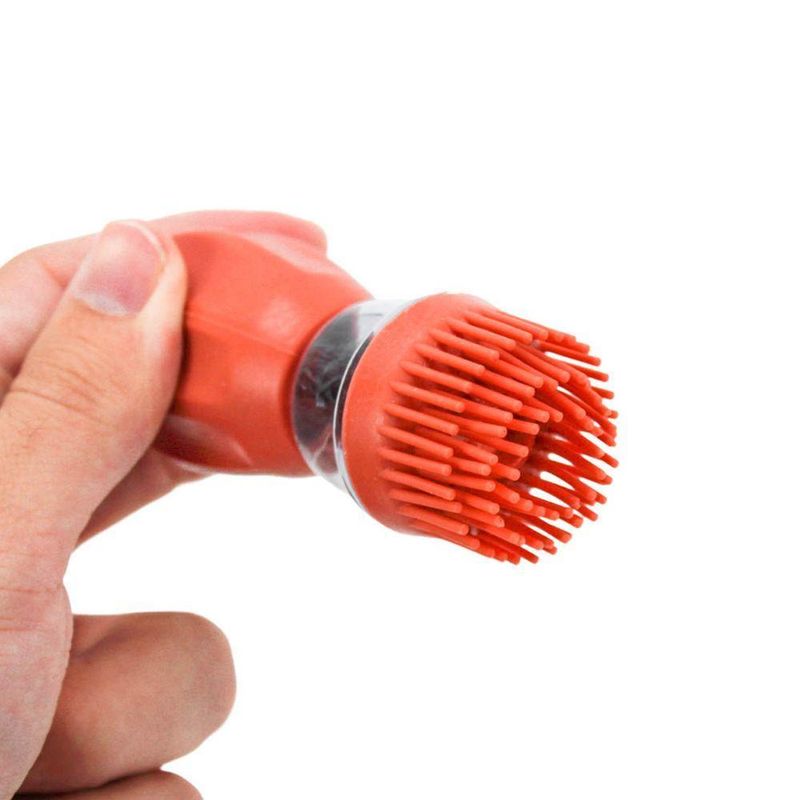 Dispenser De Oleo Azeite Com Escova De Silicone Vidro 180ml Cor Salmão