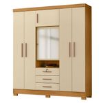 Cômoda 4 Gavetas New E Guarda Roupa Casal Imperial Carvalho Americano Off White - Incorplac