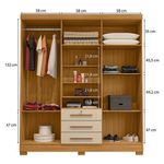 Cômoda 4 Gavetas New E Guarda Roupa Casal Imperial Carvalho Americano Off White - Incorplac