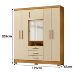 Cômoda 4 Gavetas New E Guarda Roupa Casal Imperial Carvalho Americano Off White - Incorplac