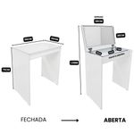 Penteadeira Mesa Maquiagem com Espelho LED Madeira MDF Off White