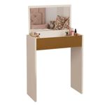 Penteadeira Mesa Maquiagem com Espelho LED Madeira MDF Off White