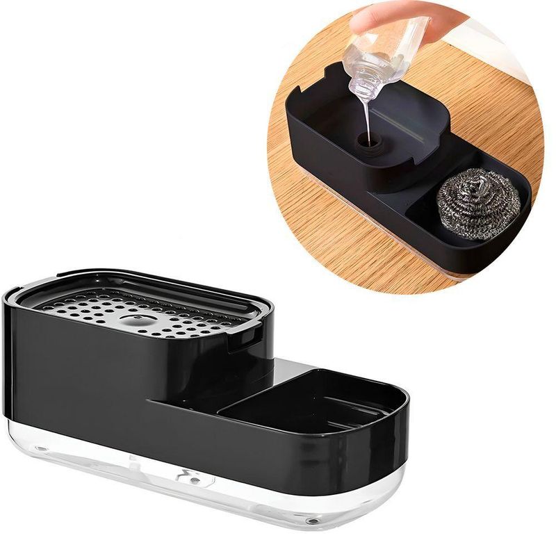 Porta Detergente Dispenser Com Suporte Esponja Cozinha - Dispenser 2 Em 1 Praticidade E Organização