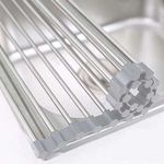 Escorredor De Pia Dobravel Portatil Aço Inox | Econômico De Espaço E Eficiente - Tamanho:47x30 G