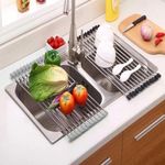 Escorredor De Pia Dobravel Portatil Aço Inox | Econômico De Espaço E Eficiente - Tamanho:47x30 G