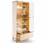 Cristaleira Portas De Vidro Com Led 76cm Delux Off/cinamomo H01 - Mpozenato