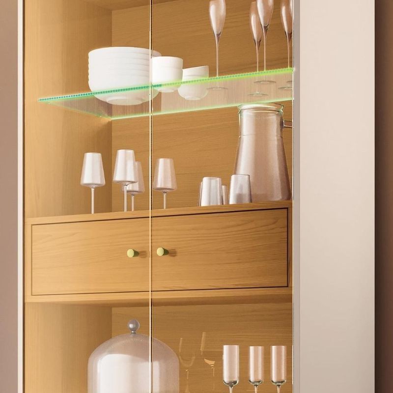 Cristaleira Portas De Vidro Com Led 76cm Delux Off/cinamomo H01 - Mpozenato