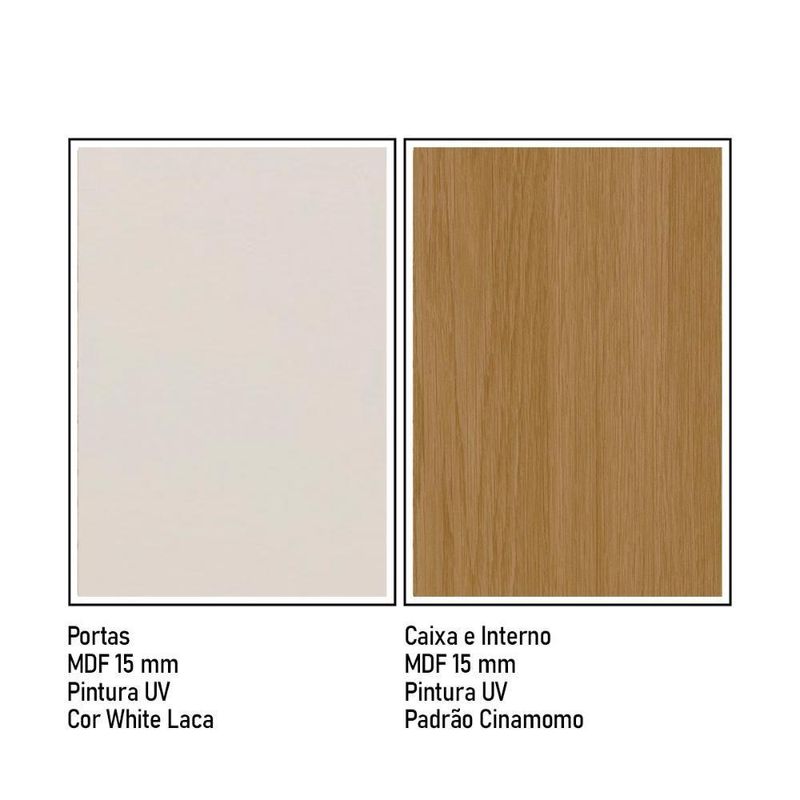 Cristaleira Vértice 2 Portas 3 Prateleiras MDF com Vidro Temperado Branco Laca