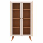 Cristaleira Vértice 2 Portas 3 Prateleiras MDF com Vidro Temperado Branco Laca