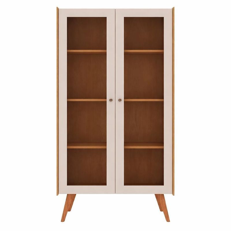 Cristaleira Vértice 2 Portas 3 Prateleiras MDF com Vidro Temperado Branco Laca