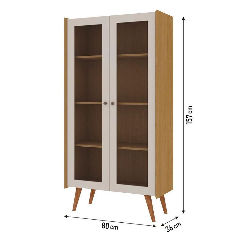 Cristaleira Vértice 2 Portas 3 Prateleiras MDF com Vidro Temperado Branco Laca