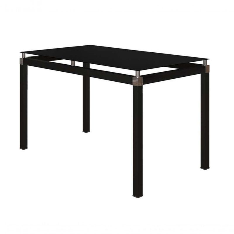 Mesa de Jantar Malva 4 Lugares Retangular Vidro Temperado 107CM Preto Moderno Aço Carbono