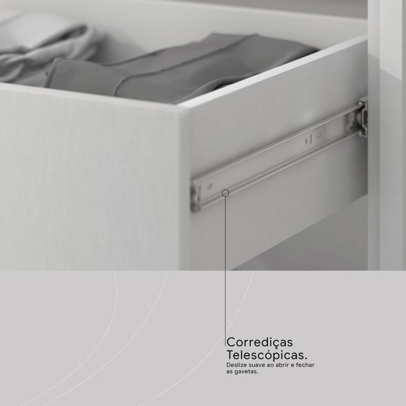 Penteadeira Camarim Carisma 3 Gavetas com Espelho LED MDP Branco Brilhante