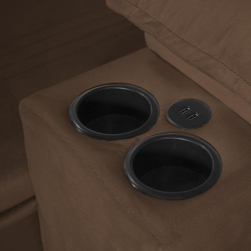 Sofá Retrátil Tesla 2,80m Usb E Porta Copo Suede Marrom