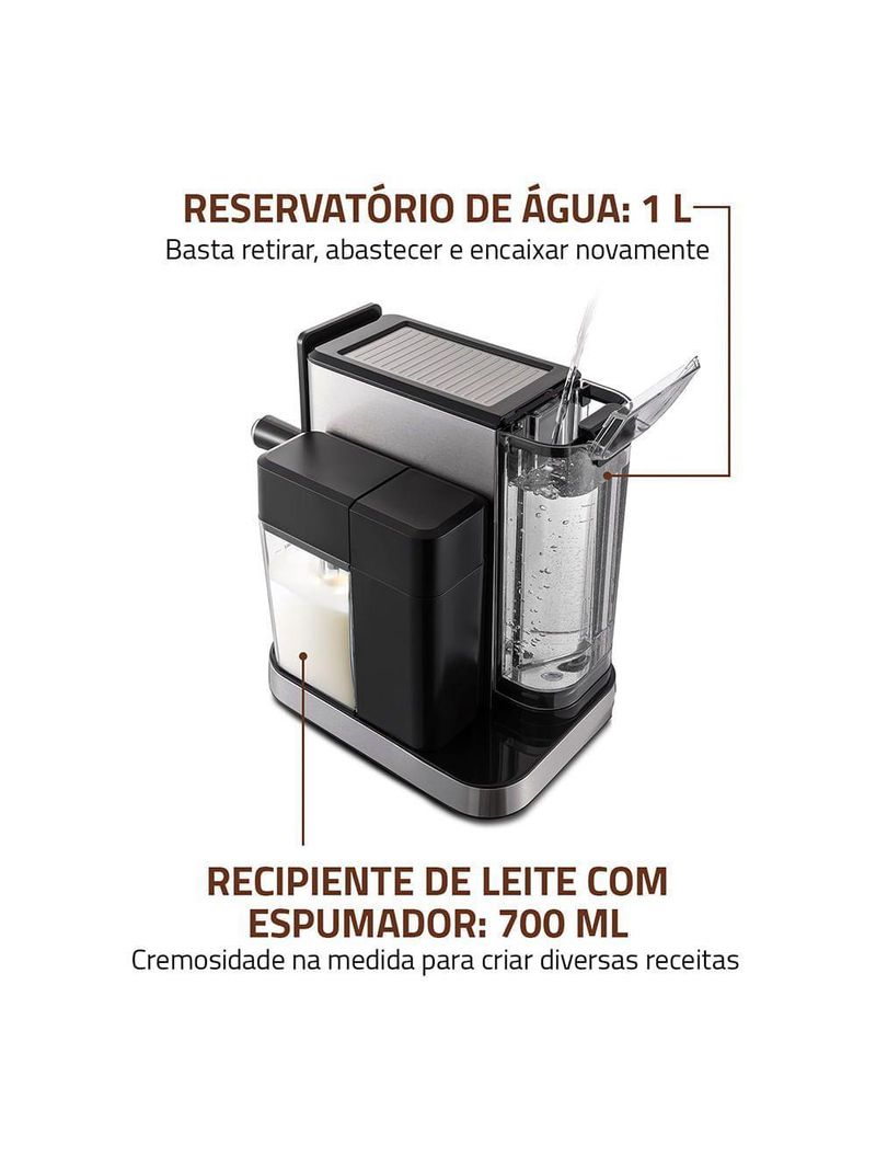 Cafeteira Espresso Automática Dolce Latte 20 Bar Mondial Preto/inox - CCL-01 110V
