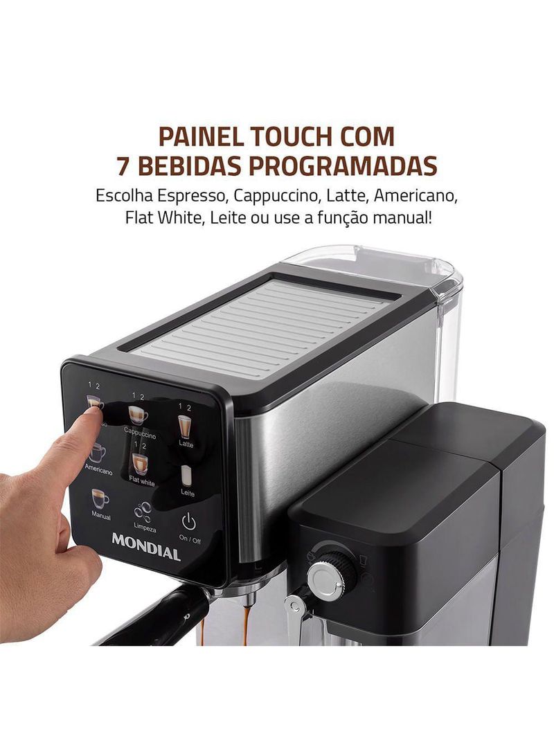 Cafeteira Espresso Automática Dolce Latte 20 Bar Mondial Preto/inox - CCL-01 110V