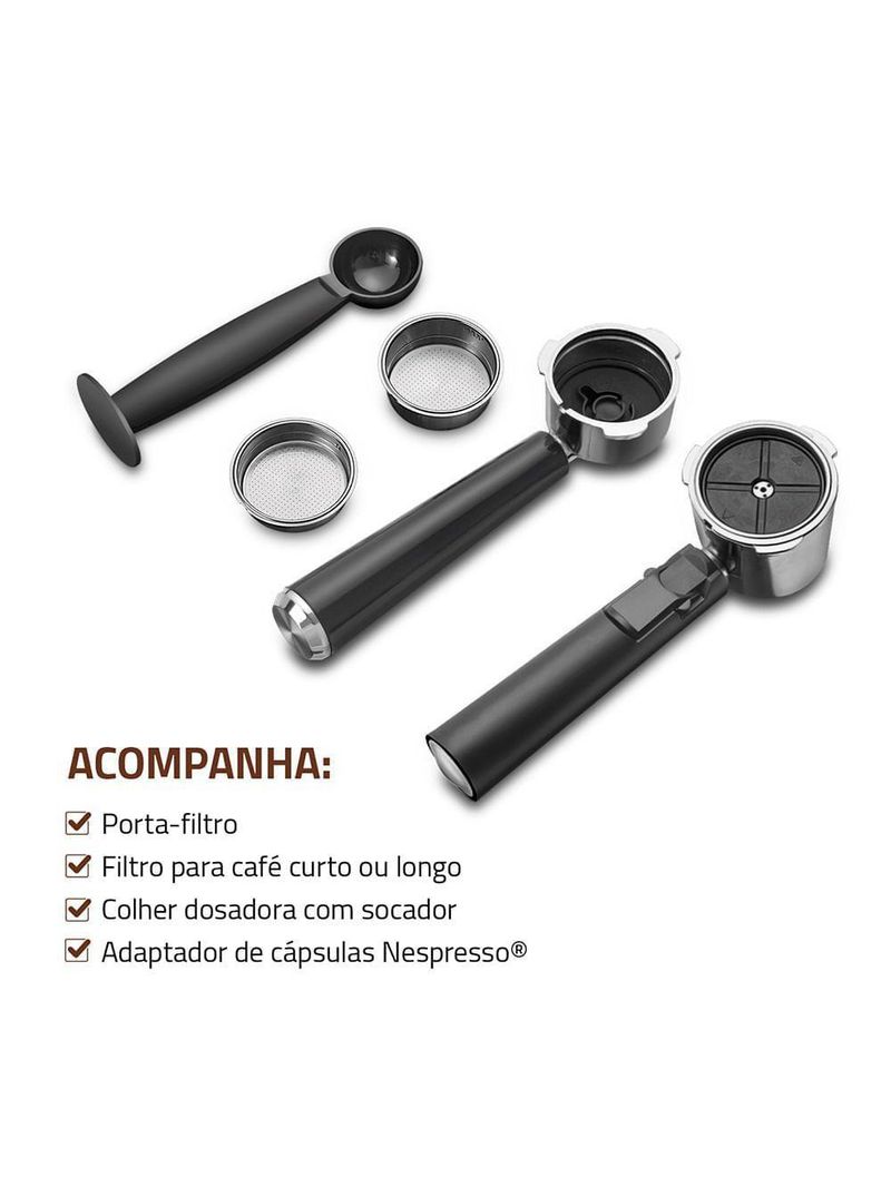 Cafeteira Espresso Automática Dolce Latte 20 Bar Mondial Preto/inox - CCL-01 110V