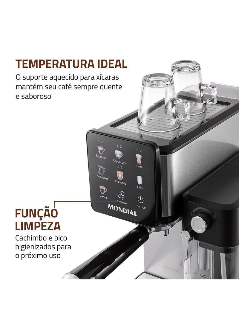 Cafeteira Espresso Automática Dolce Latte 20 Bar Mondial Preto/inox - CCL-01 110V