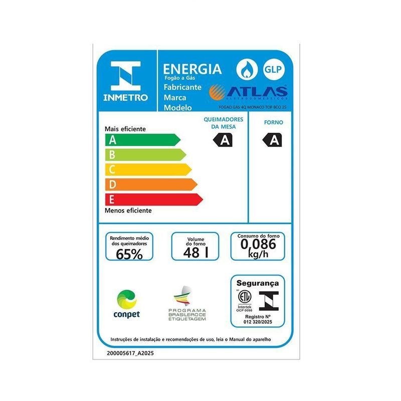 Fogão 4 Bocas Atlas Mônaco Top Mesa Inox A Gás Bivolt