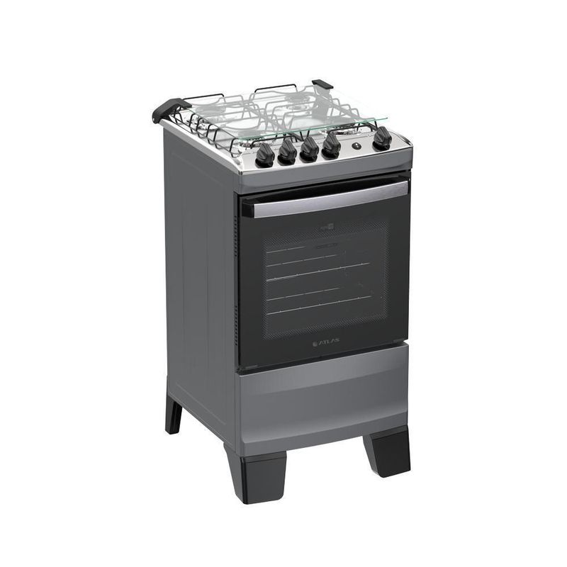 Fogão 4 Bocas Atlas Agile Up C/ Mesa Inox A Gás Bivolt