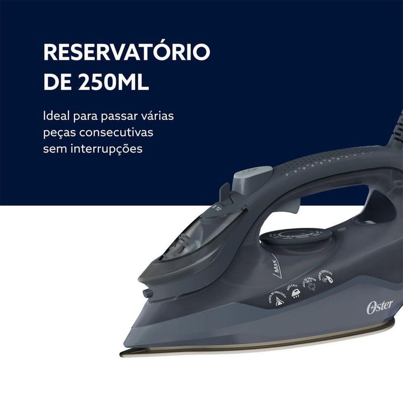Ferro de Passar a Vapor Oster GCSTAC7002 Base Aeroceramic Preto com Spray e Jato Vertical 220V