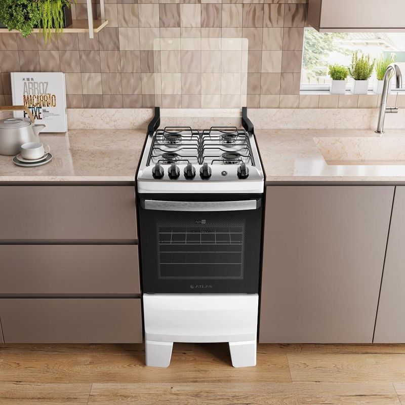 Fogão 4 Bocas Atlas Agile Up C/ Mesa Inox A Gás Bivolt
