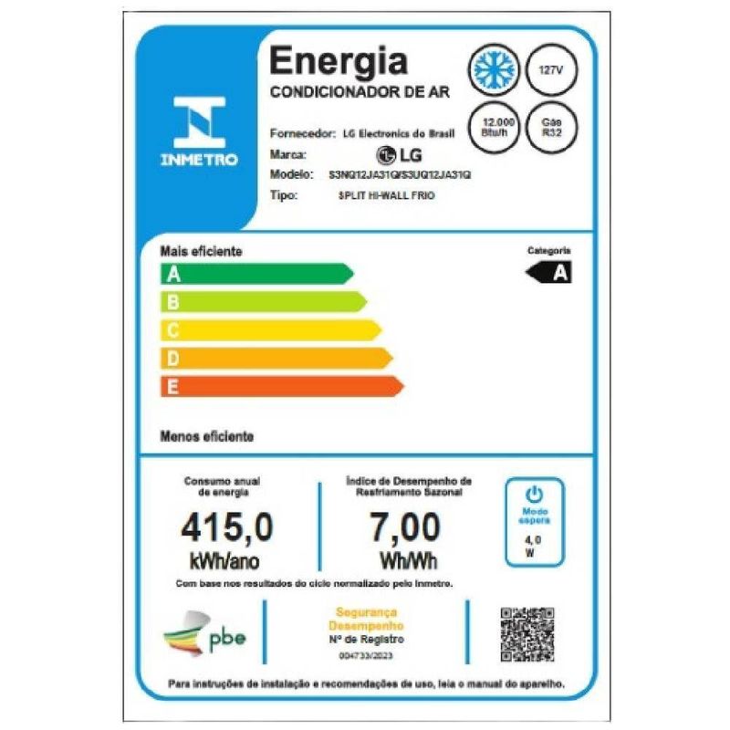 Ar Condicionado Split LG DUAL Inverter AI Voice 12000 BTUs Frio 127V S3-Q12JA31Q
