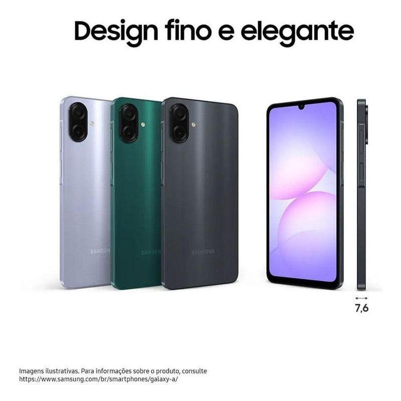 Smartphone Samsung Galaxy A07 128GB Tela 67" Preto