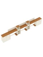 Conjunto De Escritório Tech 2 Livreiro 2 Buffet E 3 Mesas 90 - Off White E Cedro Off White E Cedro