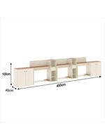 Conjunto De Escritório Tech 2 Livreiro 2 Buffet E 3 Mesas 90 - Off White E Cedro Off White E Cedro