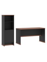 Conjunto Escritório 2 Peças - Mesa E Armário Verbena - Preto/ Preto/