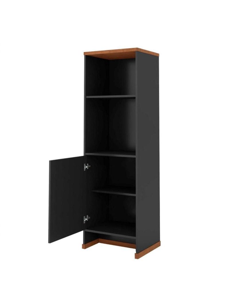 Conjunto Escritório 2 Peças - Mesa E Armário Verbena - Preto/ Preto/