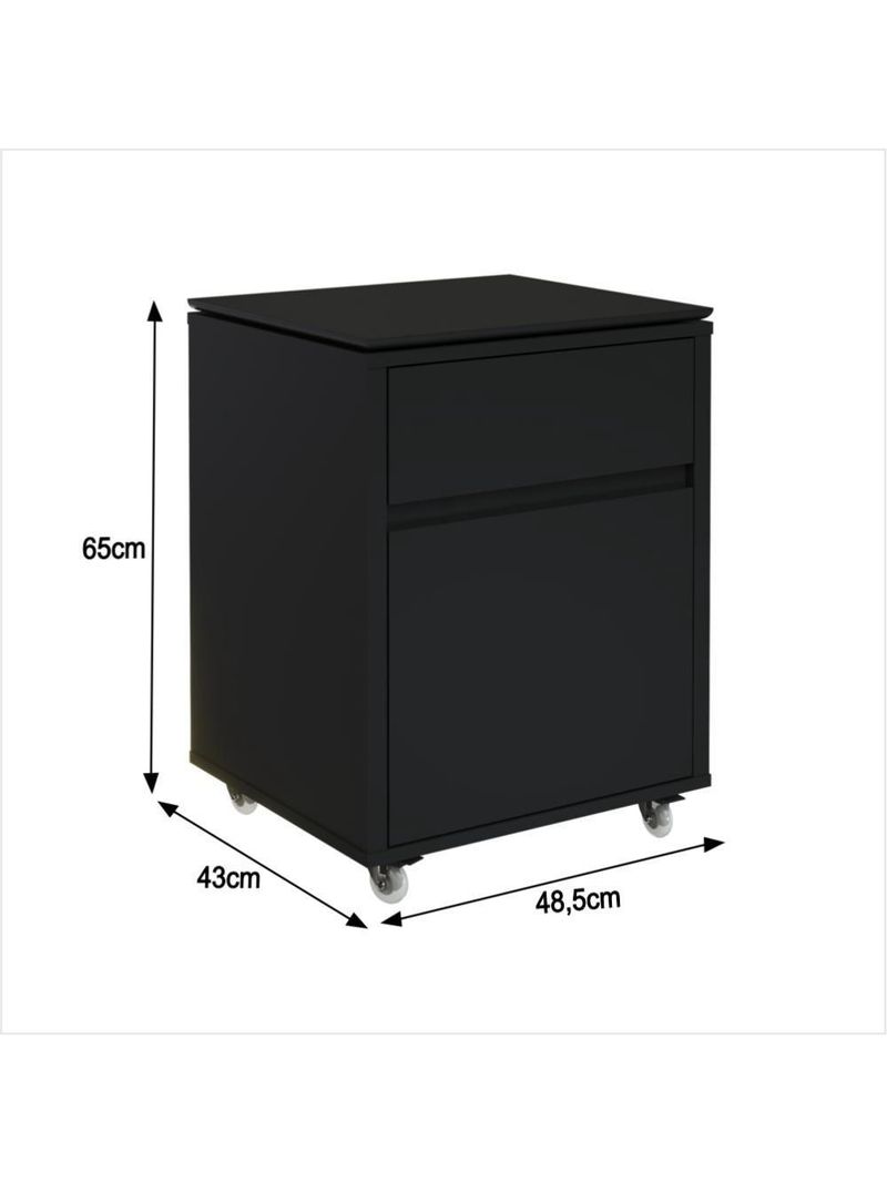 Conjunto De Escritório Office 4 Peças Mesa Gaveteiro Balcão - Preto Preto