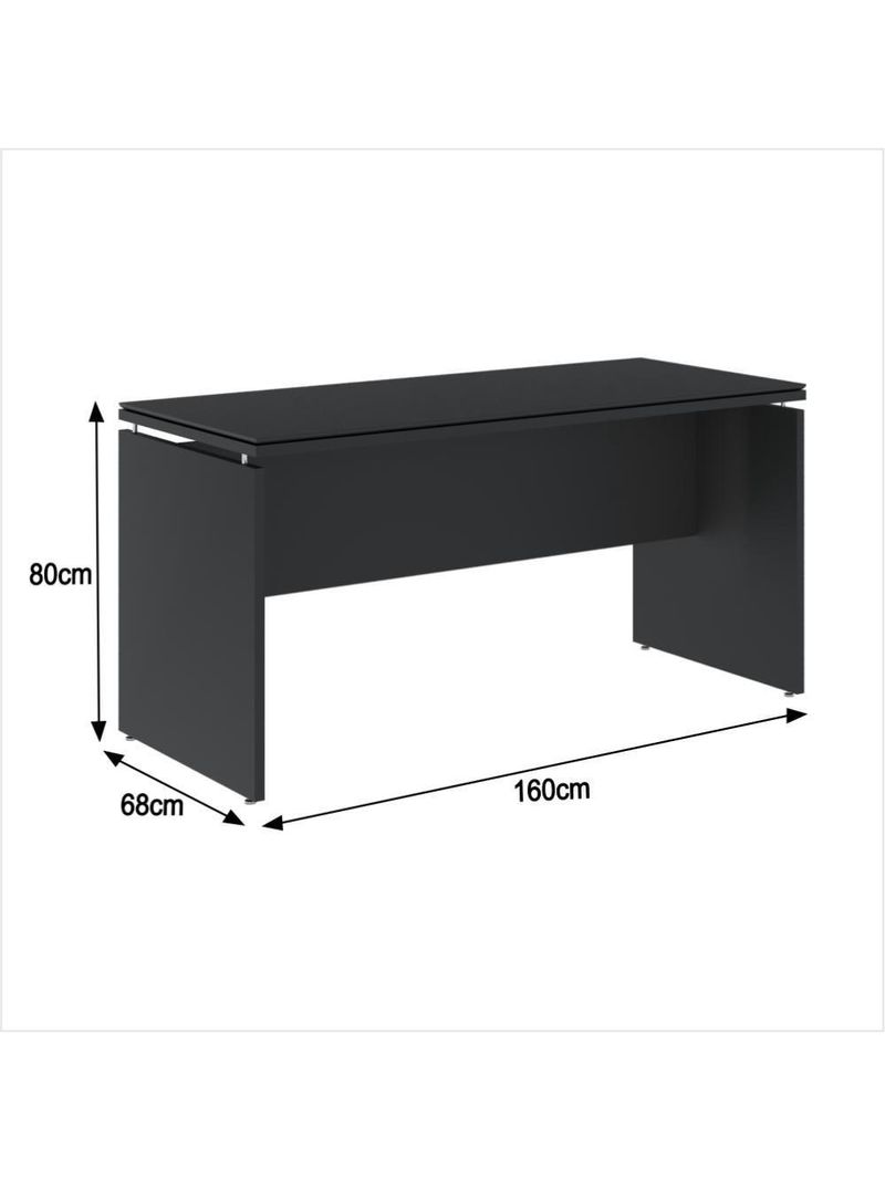 Conjunto De Escritório Office 4 Peças Mesa Gaveteiro Balcão - Preto Preto