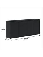 Conjunto De Escritório Office 4 Peças Mesa Gaveteiro Balcão - Preto Preto