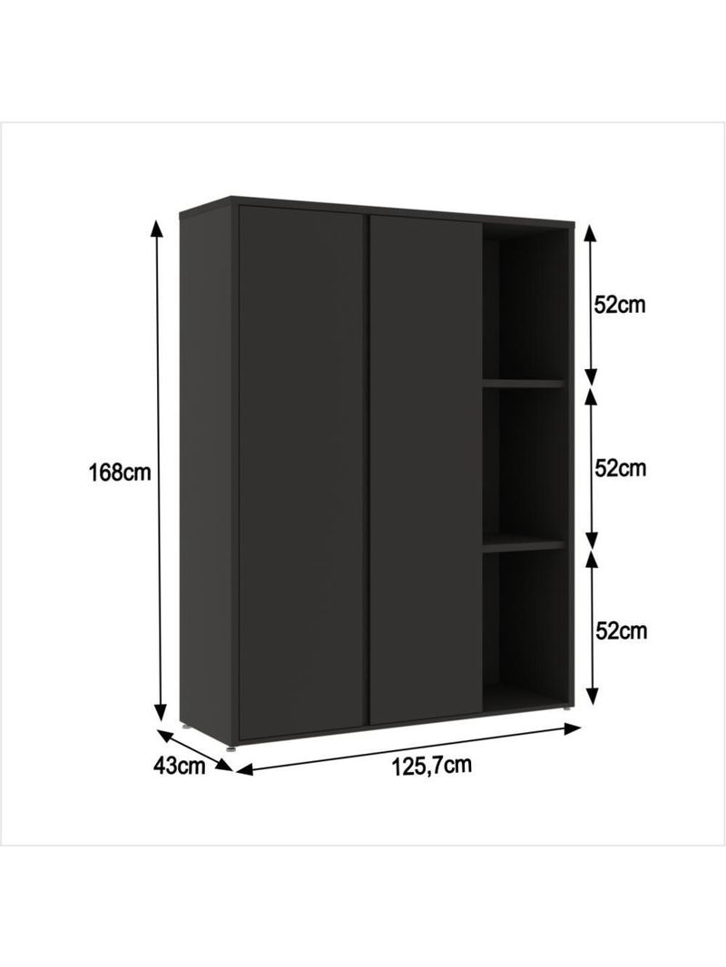 Conjunto De Escritório Office 4 Peças Mesa Gaveteiro Balcão - Preto Preto