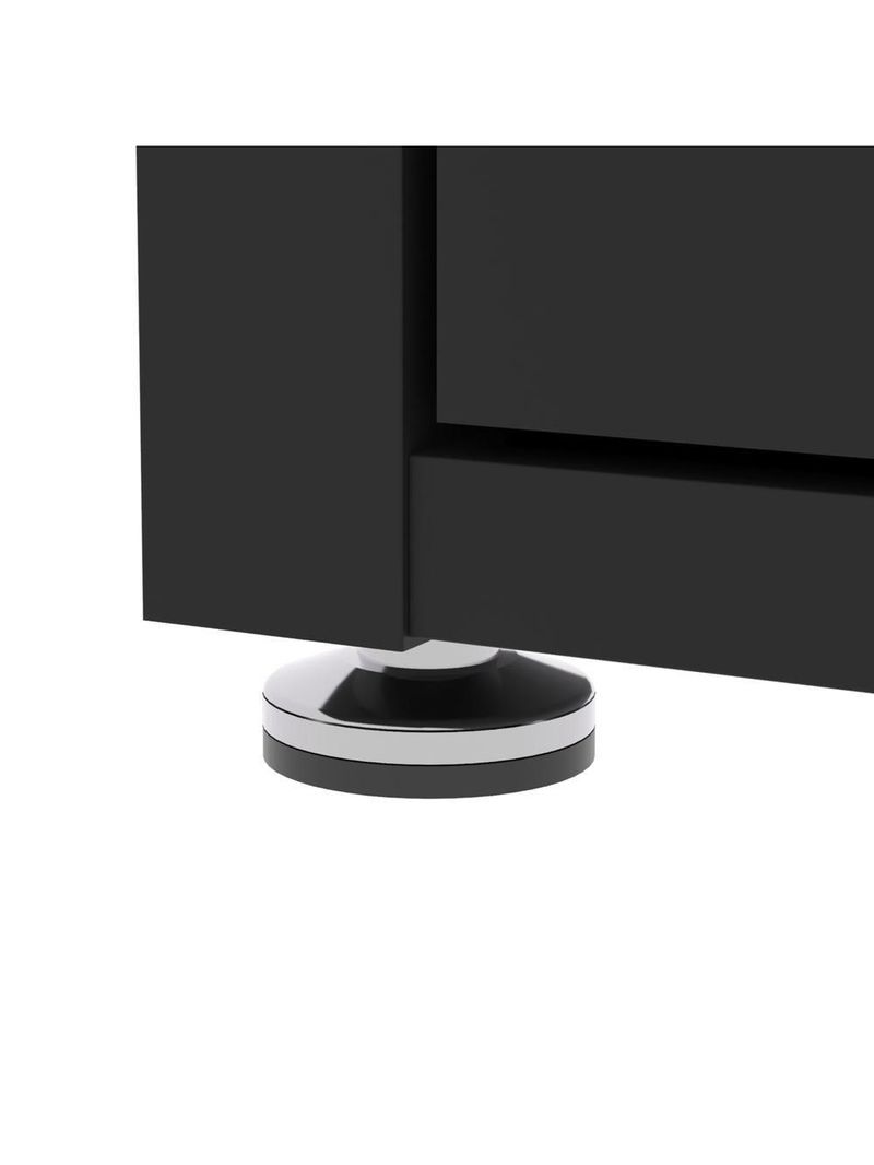 Conjunto De Escritório Office 4 Peças Mesa Gaveteiro Balcão - Preto Preto