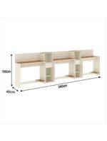 Conjunto De Escritório Tech 2 Livreiro E 3 Mesas 90cm - Vian - Off White E Cedro Off White E Cedro