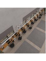 Conjunto De Escritório Tech 8 Livreiro 2 Buffet E 9 Mesas 90 - Off White E Cedro Off White E Cedro