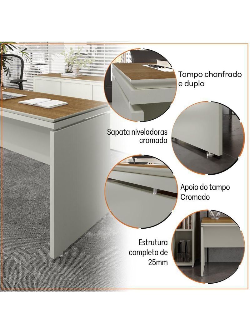Conjunto De Escritório Office 3 Peças Mesa Balcão Armário Tu - Fendi E Freijó Fendi E Freijó