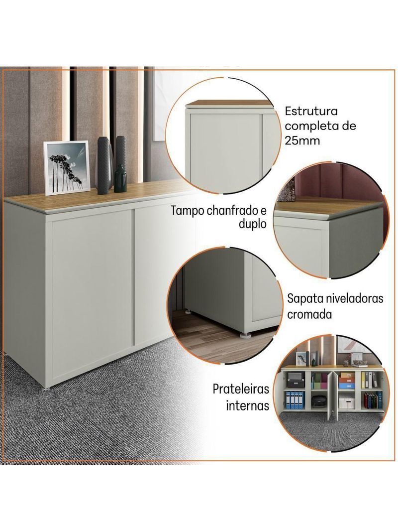Conjunto De Escritório Office 3 Peças Mesa Balcão Armário Tu - Fendi E Freijó Fendi E Freijó