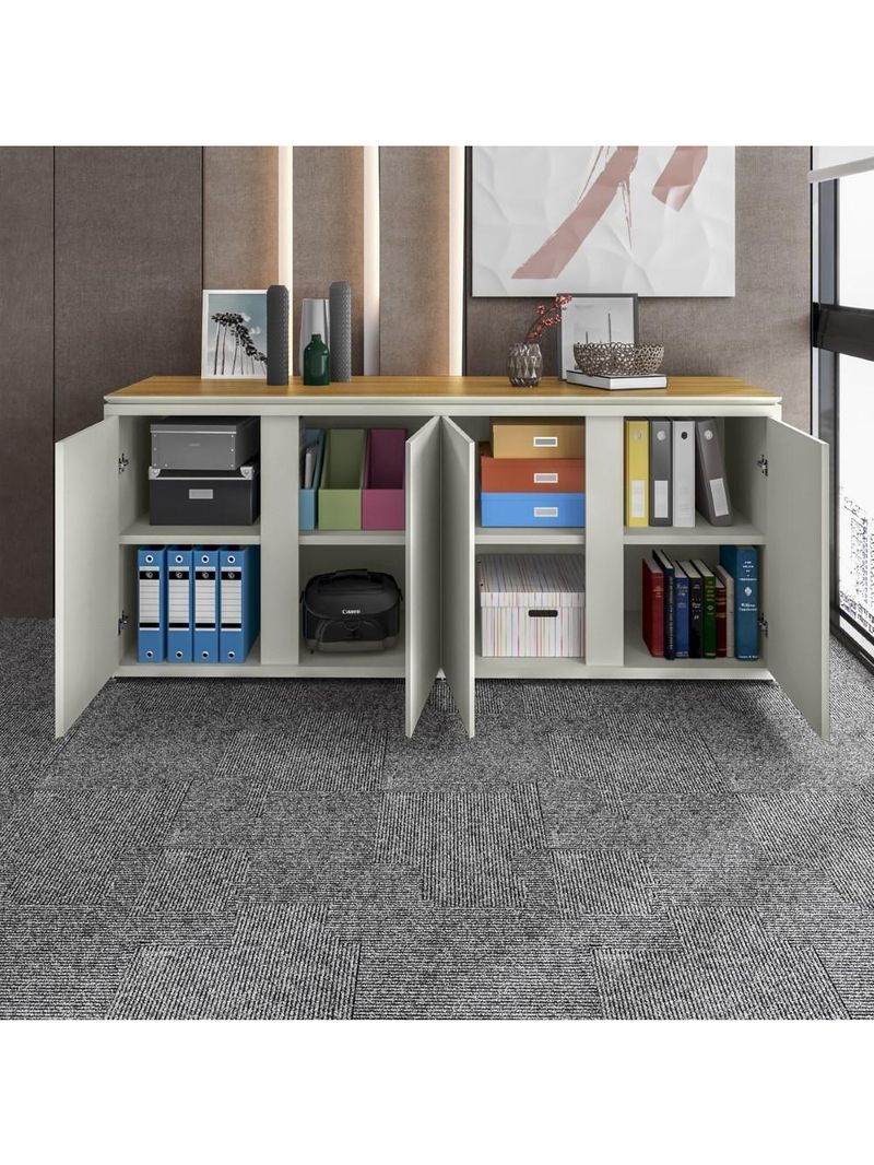 Conjunto De Escritório Office 3 Peças Mesa Balcão Armário Tu - Fendi E Freijó Fendi E Freijó