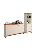 Conjunto Escritório 2 Peças - Buffet E Armário Verbena - Offwhite/ Offwhite/