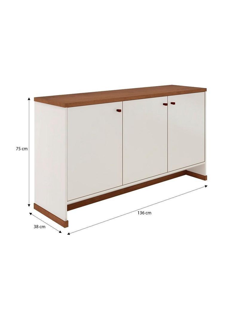 Conjunto Escritório 2 Peças - Buffet E Armário Verbena - Offwhite/ Offwhite/