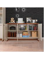 Conjunto Escritório 2 Peças - Buffet E Armário Verbena - Offwhite/ Offwhite/
