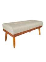 Banco Estofado Roma 140cm Courissimo Nozes-linho Bege - Inova Decorações