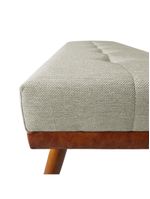Banco Estofado Roma 140cm Courissimo Nozes-linho Bege - Inova Decorações