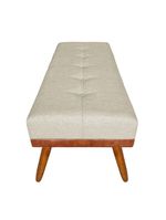 Banco Estofado Roma 140cm Courissimo Nozes-linho Bege - Inova Decorações