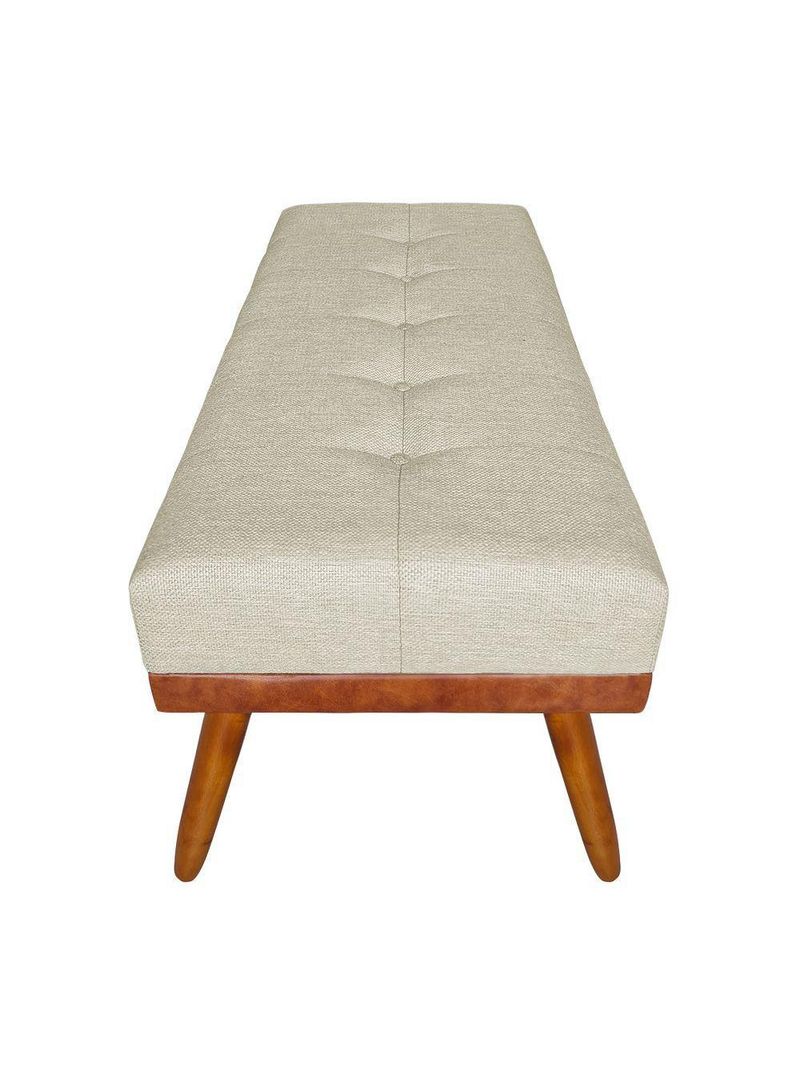 Banco Estofado Roma 140cm Courissimo Nozes-linho Bege - Inova Decorações